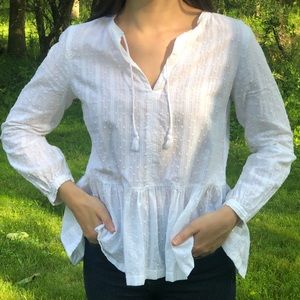 j. crew swiss dot peplum peasant top